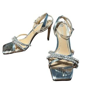 Antonio Melani Silver Heels Wedding Shoes Size 8.5